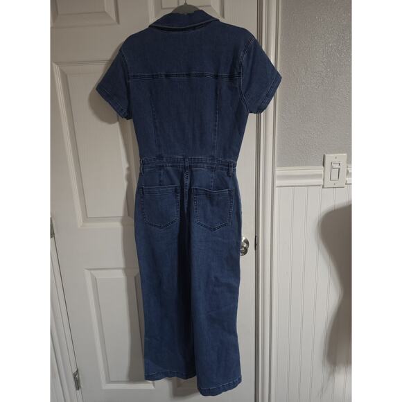 Denim Jumpsuit Womens Size 8 Flare Leg Western 90s Vibe Y2K - Picture 2 of 13